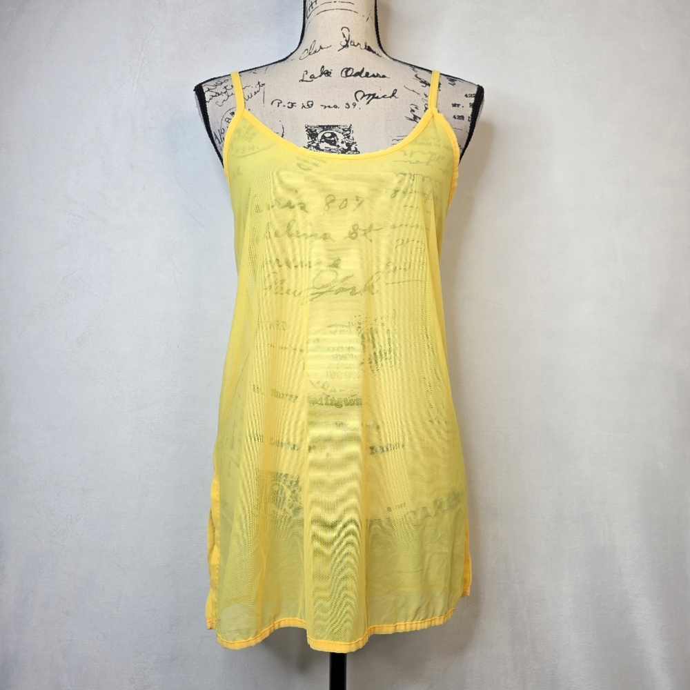 Venus y2k vintage Yellow mesh slip dress Swim Coverup OS